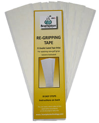 Brampton re-gripping tape pack with branded label and 15 double-coated tape strips